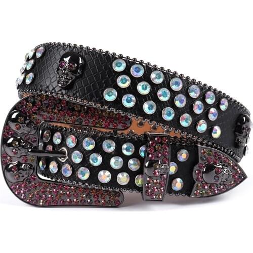 Western Diamond Studded Belt Cowboy Bling Bling Colorful Rhinestone Belt Cinto De Strass For Women Men Fashion Ceinture Femme