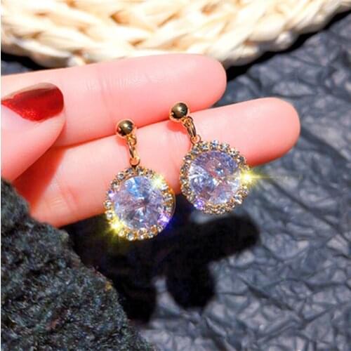 Korean Zircon Flower Summer Fresh Elegant Shiny Crystal Earrings Jewelry Party Gifts Party Temperament Earring