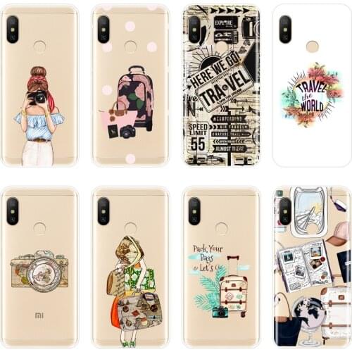 Travel Girl Camera Cartoon Phone Case Silicone For Xiaomi Mi A1 A2 Lite 8 SE Soft Back Cover For Xiaomi Mi 5 5C 5S 5X 6 6X Plus