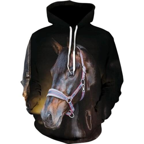 2021 Hot Sale Sweatshirt Men Women 3D Hoodies Print Brown Horse Animal Pattern Pullover Unisex Casual Creative Oversized Hoodie