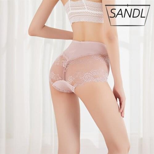SANDL Womens Sexy Underwear Panties High-Waist Cotton Crotch Briefs Female High Fit Lace Lingerie Breathable Underpants New