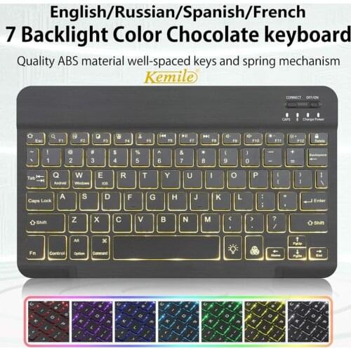Ultra Slim Aluminum Russian Spanish Bluetooth Keyboard For Tablet Laptop Smartphone Windows For iPad Support IOS Android System