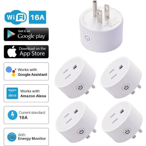 90-250V Smart Plug WiFi Socket US 16A Power Monitor Timing Function Tuya SmartLife APP Control Work With Alexa Google Assistant