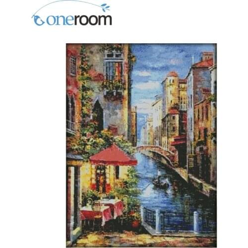 Venice scenery, home Decor counted14ct white canvas similar DMC Cross Stitch kits14ct needlework Set DIY embroidery3th