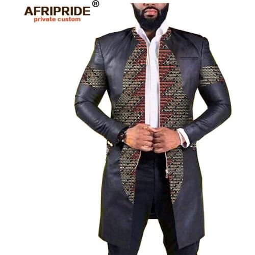 2019 AFRIPEIDE African Spring mens coat full sleeve zipper casual coat plus size pure cotton and faux fur patchwork A1914002