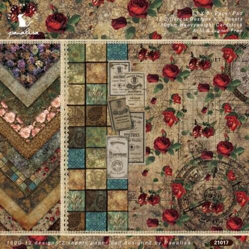 YPPcraft 12 Sheets Vintage Flowers Scrapbooking Pads Paper Origami Art Background Paper Card Making DIY Scrapbook Paper Craft