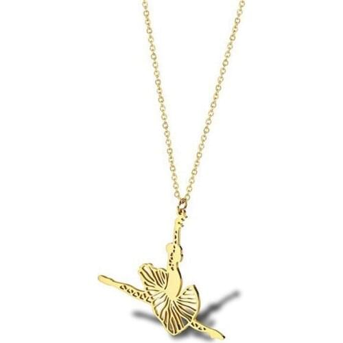 RIR Fhashion Jewelry Cute Dancer Who Does Not Embroider Stainless Steel Leaps Ballet Dancer Hollow Necklace Is Gift For Girls