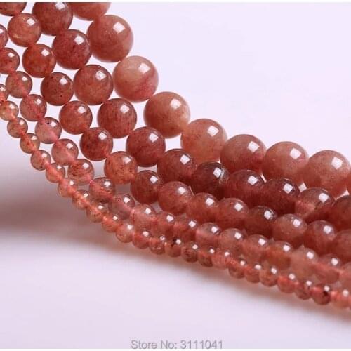 Starwberry quattz red round 6-14mm 15" for DIY jewelry making loose beads FPPJ wholesale beads nature gem stone