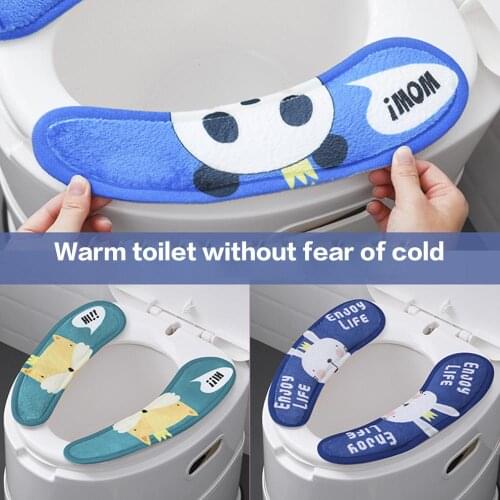 1 Pair Toilet Pad Cute Cartoon Washable Toilet Seat Pad Home Furnishing Bathroom Accessories