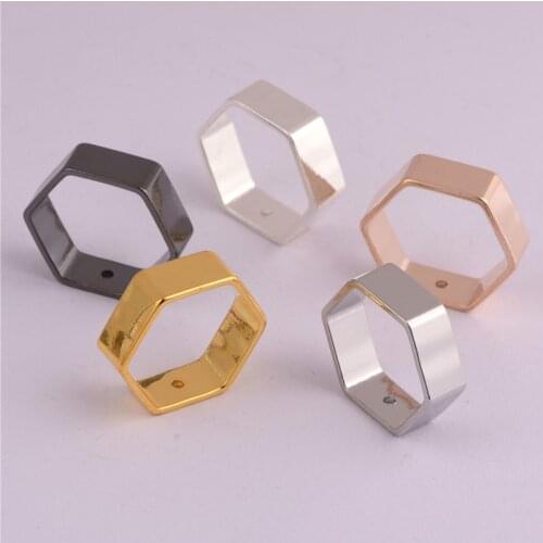 10PCS 18*6mm Copper Single Hole Hexagon Necklace Charm Geometric Hollow Frame Connector DIY Jewelry Making Accessories