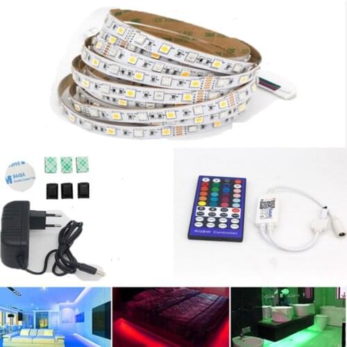 DC 12V SMD 5050 RGB/white RGB/warm white 60leds/m LED Strip +12v power supply +40key IR controller Bluetooth light strip kit