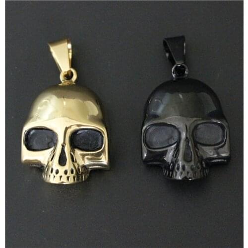 2016 Top Quality Ghost Skull Pendant 316L Stainless Steel Polishing Cool Men Women Gold Black Skull Pendant