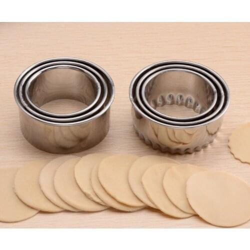 3Pcs Round/Flower Shaped Dough Cutting Tool Kitchen Gadgets Stainless Steel Dumplings Cutter Wrappers Molds Portable Dumplings