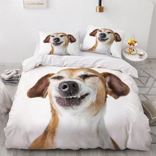 3D Bedding Sets White Brown Duvet Quilt Cover Set Comforter Bed Linen Pillowcase King Queen 200*220cm Size Dogs Pets Dog