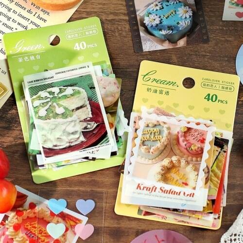 40Pcs/Bag Vintage Sweet Cake Series PVC Sticker Package DIY Diary Journal Decoration Sticker Album Scrapbooking