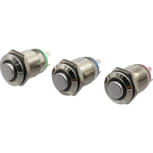 5Pcs 12mm Metal Round Red/Green/Blue Light Momentary Push Button Switch SPST