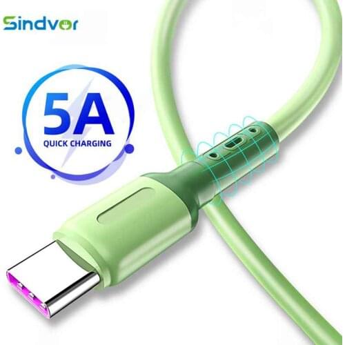 5A Liquid Silicone USB Type C Cable For Huawei Mate 40 Pro P40 Pro Super Charge Type C Cable USB C Data Cable For Samsung S10