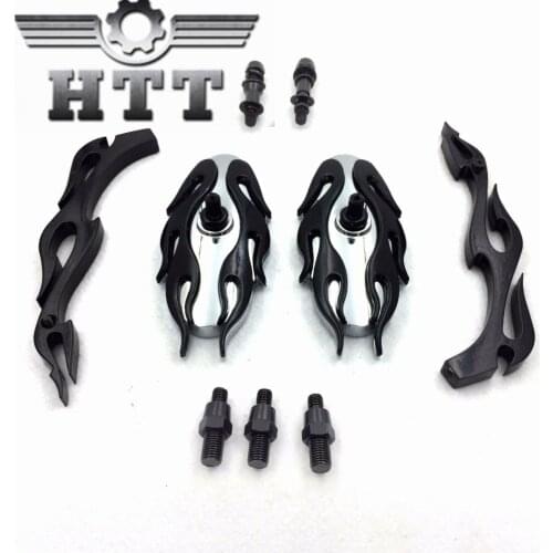 Aftermarket free shipping motorcycle parts Motorcycle Flame style rearview mirror for any cruiser chopper custom BLACK