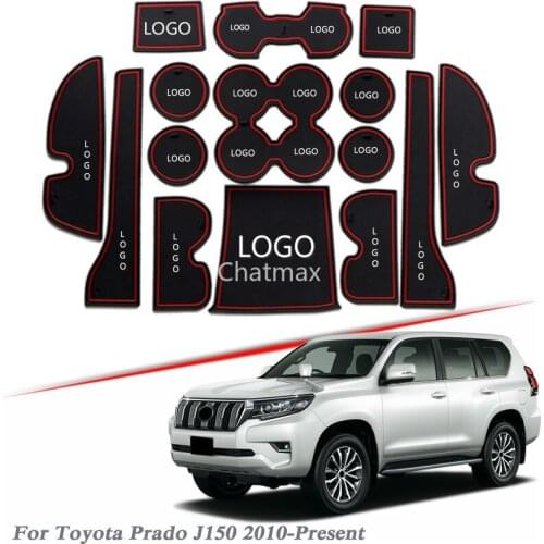 Brand LOGO Car Styling For Toyota Prado J150 2010-Present Gate slot pad Interior Door Groove Mat Non-slip Mat dust Accessory