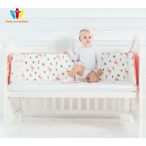 Nordic Baby Bed Bumpers Cotton Baby Crib Protector For Newborns Infant Room Decor Flamingo Baby Crib Bumpers Single/Double