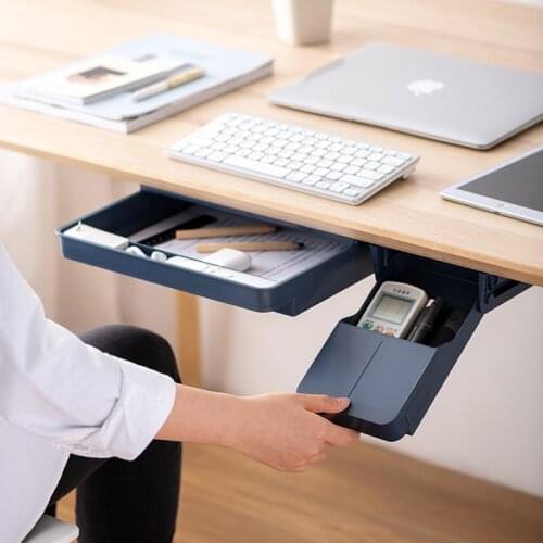 Large Under Desk Storage Box Stationery Sundries Hidden Drawer Case Suction Cup Refrigerator Storage Box Drawer Organizer