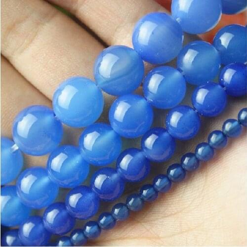 4-16mm Natural Blue Agates beads For Jewelry Making Beads Bracelets 15inch Needlework DIY Beads Necklace Earring Trinket