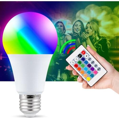 RGB LED Bulb E27 Smart Control Lamp 5W Colorful Changing RGB Led Lamp Bulb with IR Remote Dimmable Light Smart Home Decor Light