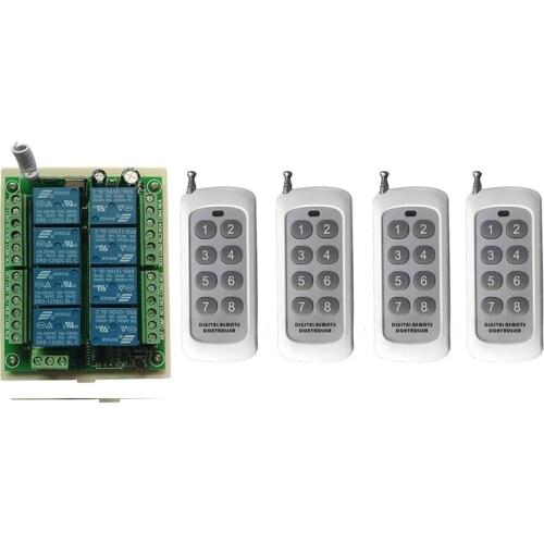 DC 12V 24V 8 CH Channels 8CH RF Wireless Remote Control Switch Remote Control System receiver transmitter 8CH Relay 315/433 MHz
