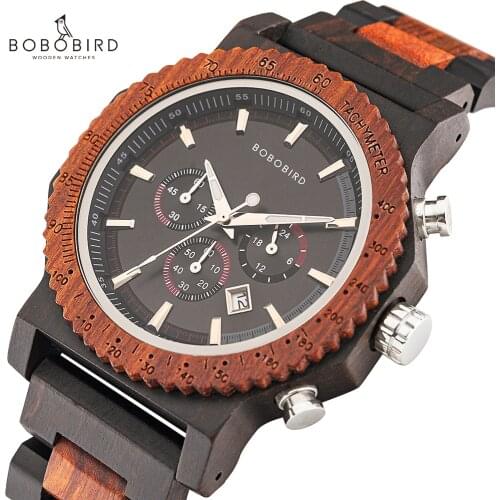 Bobo Bird Wood Watches for Man Watch Male 2020 Luxury Quartz Wristwatches Chronograph Luminous Orologio Uomo Stopwatch Auto Date