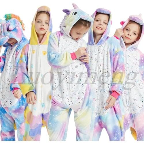 Kids Pajamas Kigurumi Stitch Onesie Unicorn For Children Animal Cartoon Blanket Sleepers Baby Costumes Winter Boys Girl Jumspuit