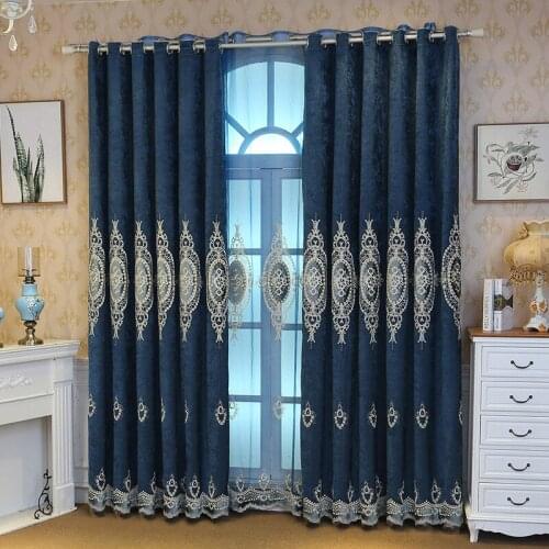 European Pink Luxury Chenille Curtains for Bedroom Living Room Windows Brown Embroidered Sheer Tulle Curtain drapes