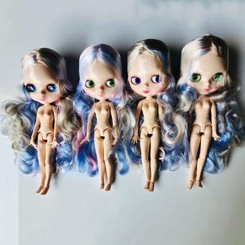 Factory Blyth Doll mix color wave hair white skin Blyth Dolls Joint nude Body DIY BJD Fashion toy for Girl Christmas gift