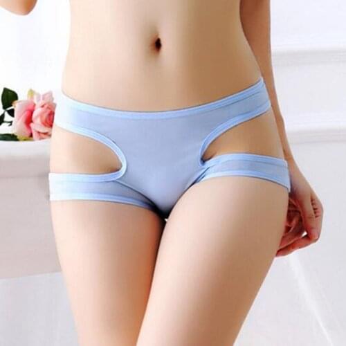 Hot Sale Womens Hollow Out I Pattern Sexy Briefs Ice Silk Panties Ultra-Thin Seamless Underwear Female Lady High Quality