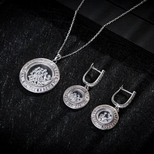 Trendy Wedding Necklace Earrings For Women Accessories Full Cubic Zirconia Bridal Jewelry Sets pendientes mujer moda E9114