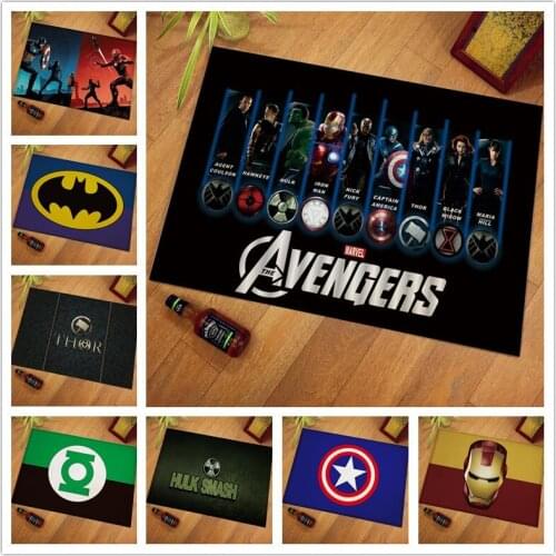 The Avengers Iron Man Hulk Carpet Door mat Marvel Captain America Spiderman Super Hero Rug Floor Pad Mats Gifts for Kids