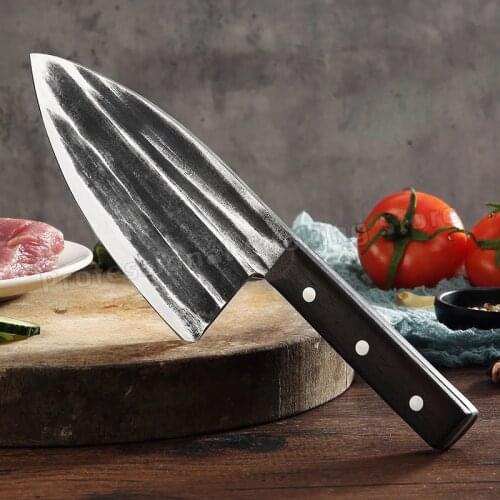 Hand-forged hammered meat cleaver Stainless steel kitchen knife Slicing knife Household cooking knife