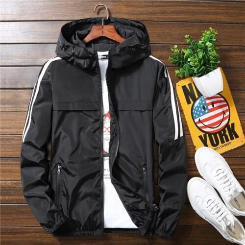 New Mens Casual Hooded Bomber Jacket Spring Autumn Hip Hop Plus Size Windbreaker Sportswear Zipper Jacket Coat Outwear