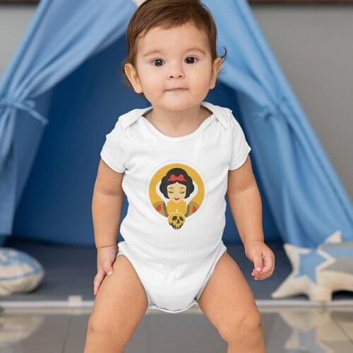 Summer New Products Snow White Cartoon Pattern Toddler Clothes Harajuku Fashion Casual Series Color Baby Girl Boy Onesie 0-24M
