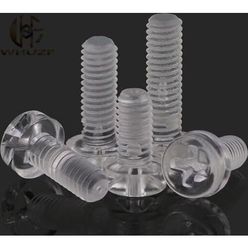 M3/4 M3/4*3/4/5/8 M3x3/4/5/8 Clear Transparent PMMA Acrylic Plastic Nylon Bolt Philips Cross Recessed Round Pan Head Screw
