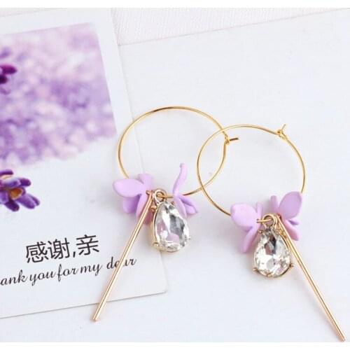 10pcsButterfly Statement Earrings Fashion Diy Jewelry Accessories Drop Oil Spray Flower Alloy Korea for Women Material Pendant