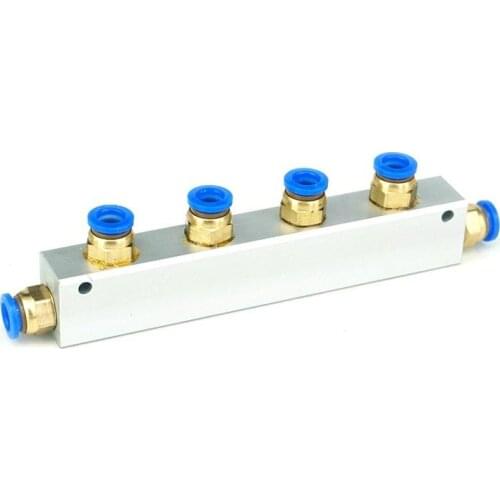 A Kit Push Fit 8mm 4 Way Pneumatic Air Manifold Block Splitter With Couplers