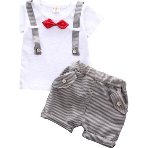 New Summer Baby Boys Clothes Suit Children Cotton Casual T-Shirt Striped Shorts 2Pcs/sets Toddler Sport Clothing Kids Tracksuits