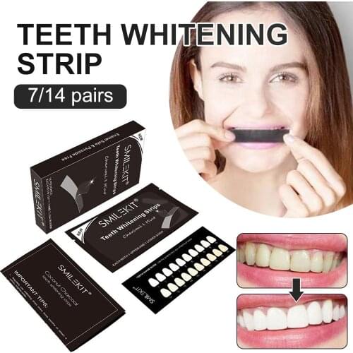 New Activated Charcoal Teeth Whitening Strips Double Elastic Oral Hygiene Care Bleaching Strips 5D Gel Teeth Whiten Tools