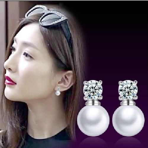 New Fashion Alloy Crystal Rhinestone Earrings Womens Jewelry Gift Fashion Inlaid Three Big Pearl Earrings jewelry Wholesale