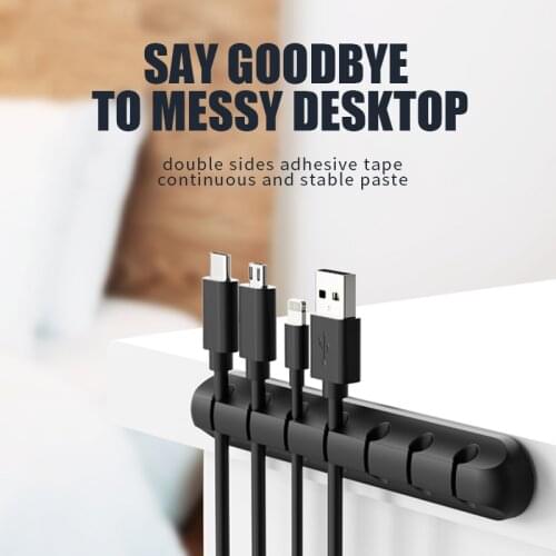 Cable Organizer Silicone USB Cable Holder Desktop Tidy Management Clips Holder for Mouse Headphone Phone Cables Holder