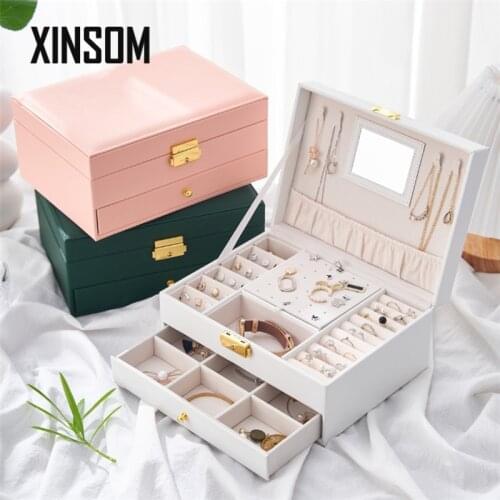 XINSOM шкатулка Jewelry Packaging Display Box Women Jewelry Storage Box High Capacity Necklace Earrings Rings Bracelets Casket
