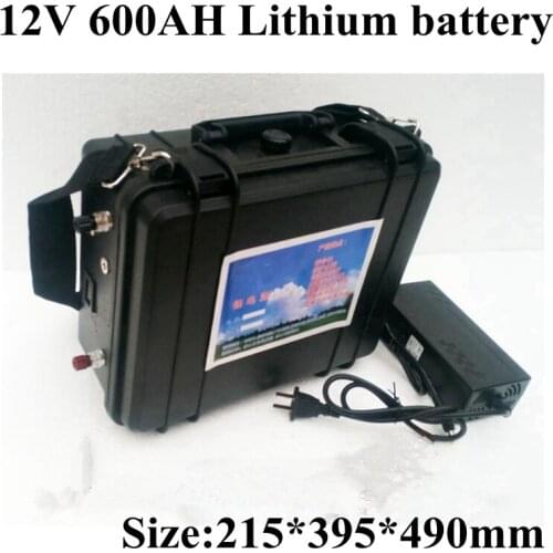 Rechargeable 12V 600Ah Lithium Li Ion Battery Pack with BMS for Emergency System Solar System Emergeny Storage+10A Charger
