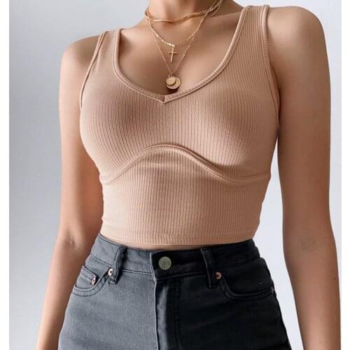Sexy Patchwork Knitted Cropped Tops Tanks Women Summer V Neck Sleeveless Skinny Camisole Stretch Slim Club Short Vest Clothes
