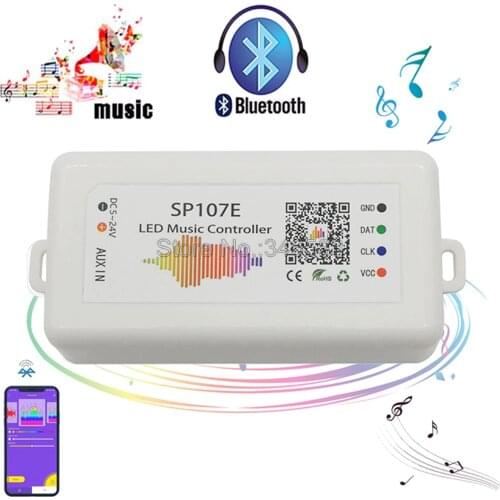 SP107E Bluetooth LED Music Controller Pixel IC SPI Controller by Smart Phone APP for WS2812B WS2813 SK6812 LED Strip 2048 Pixels
