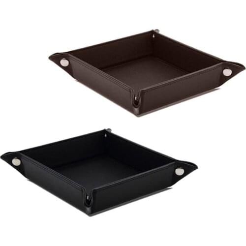 Jewelry Valet Tray PU Leather Catchall Tray Key Wallet Coin Box Stroage for Men
